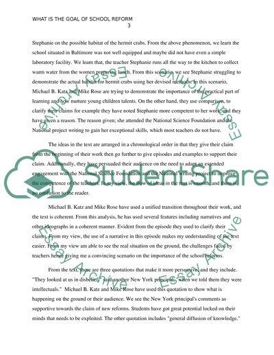What is the Goal of School Reform by Michael B. Katz and Mike Rose