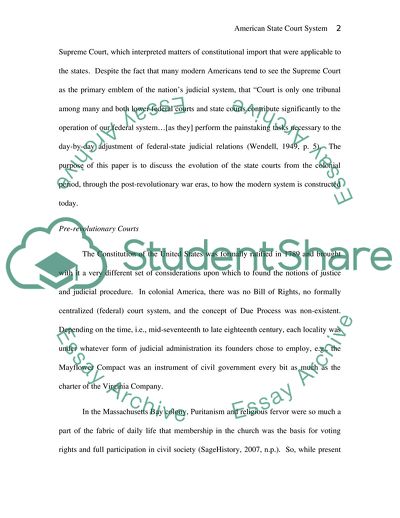 The American State Court System: History and Organization