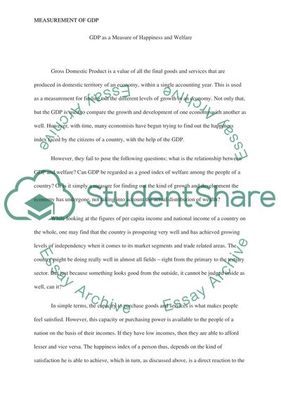 Measurement of GDP and National Income
