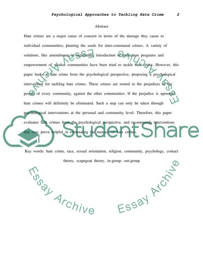 Psychological Approaches to Tackling Hate Crime