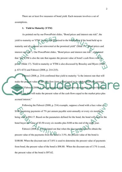 Bond Yield Under Various Assumptions