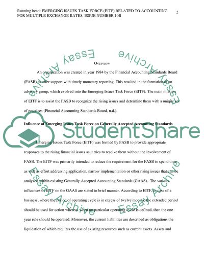 Emerging Issues Task Force (EITF) Related to Accounting for Multiple Exchange Rates