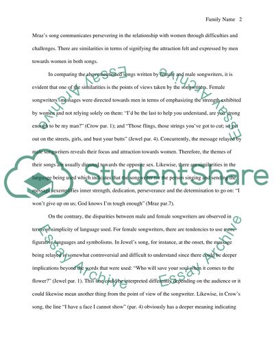 Similarities and Differences in the Songs Written by the Female Songwriters