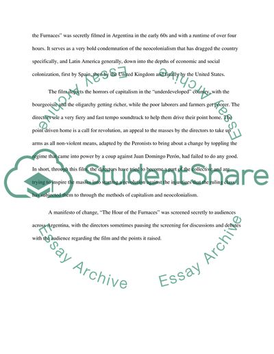 Latin America Cinema (Hour of Furnace and Third Cinema)