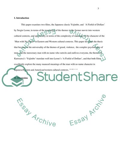 The Japanese Classic Yojimbo and A Fistful of Dollars by Sergio Leone