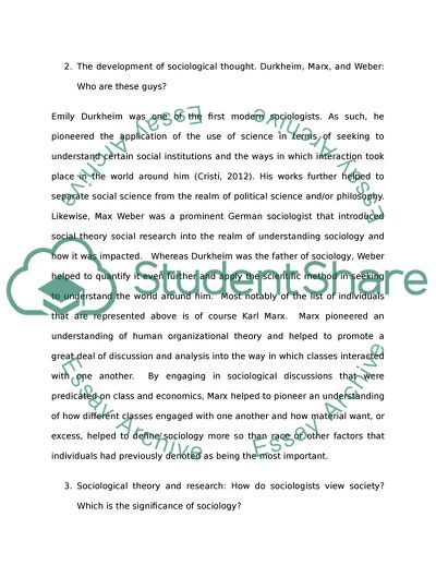 The Relationship of Sociology to the Other Social Sciences