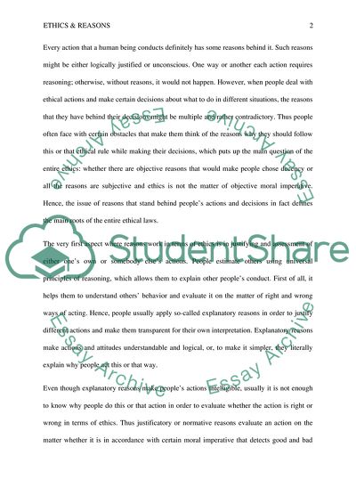 What Are Reasons and Why Do They Matter to Ethics