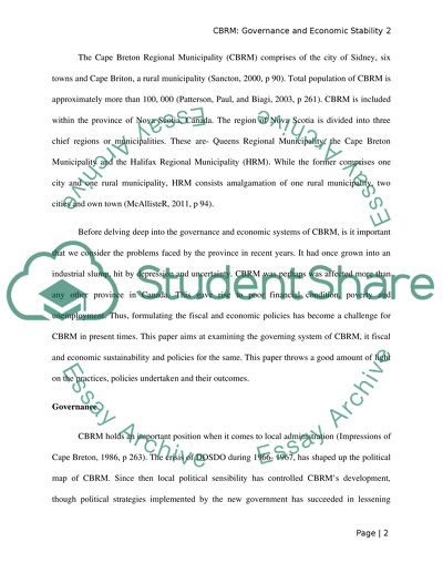 The Problems Faced by the Cape Breton Regional Municipality