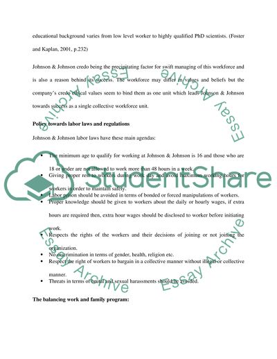 Human Resource Management Audit for Johnson&Johnson