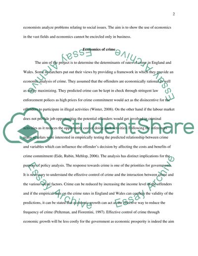 The Determinants of Rates of Crime in England and Wales
