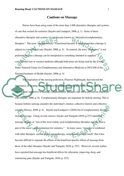 Cautions or Adverse Effects of Massage