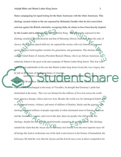 Comparison between Hitler and Martin Luther Kings Ideologies