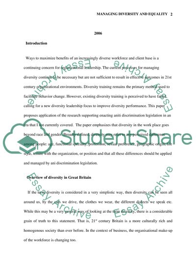 Managing Diversity and Equality