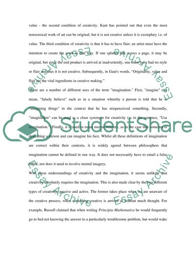 Imagination: A Way to the Creativity