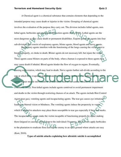 Terrorism and Homeland Security Quiz