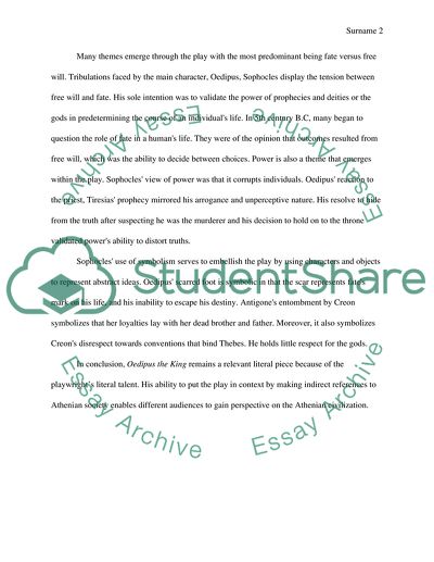 Sophocles Talent in Oedipus the King