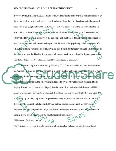 Analyze the key elements of nature-nurture controversy