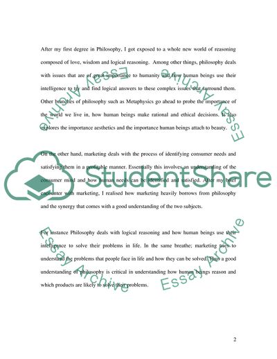 Personal statement for Masters in Marketing and Advertising