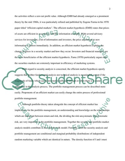 Implications of the Efficient Market Hypothesis for Security Analysis and Portfolio Management
