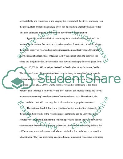 Criminal Justice Corrections: Sentencing