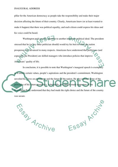 President Washingtons inaugural address