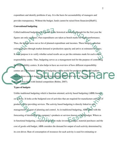 The use of budgets in the improvement of management performance and control within global businesses