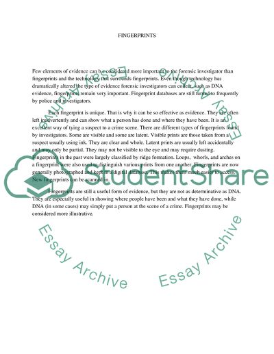 Fingerprinting Procedure and Its Importance