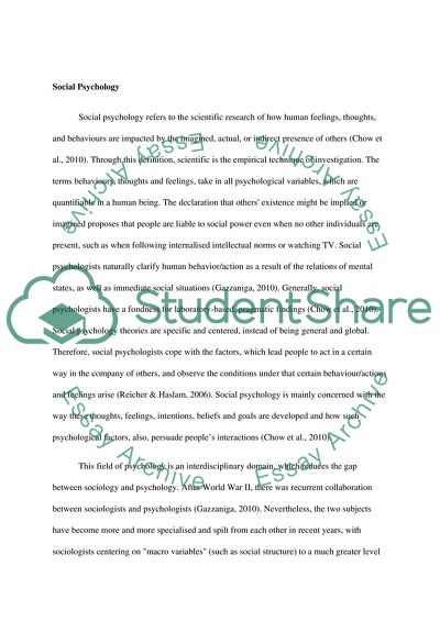 Social Psychology versus Biological Psychology