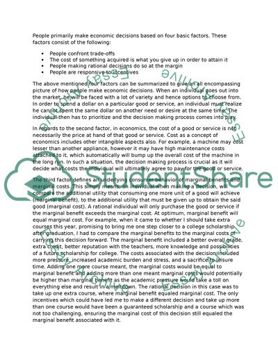 How People Make Economic Decisions Paper