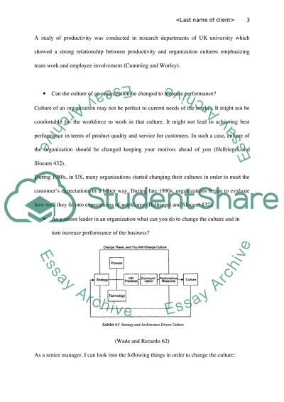 Management - Organizational Culture and Performance