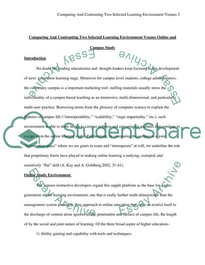 Comparing And Contrasting Two Selected Learning Environment Venues