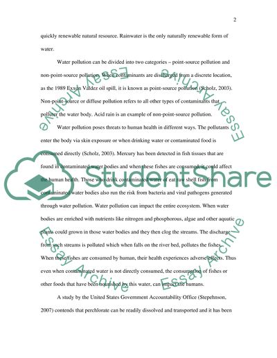 Contamination of Water