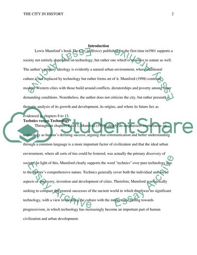 Discussion Assignments regarding Lewis Mumfords The City in History