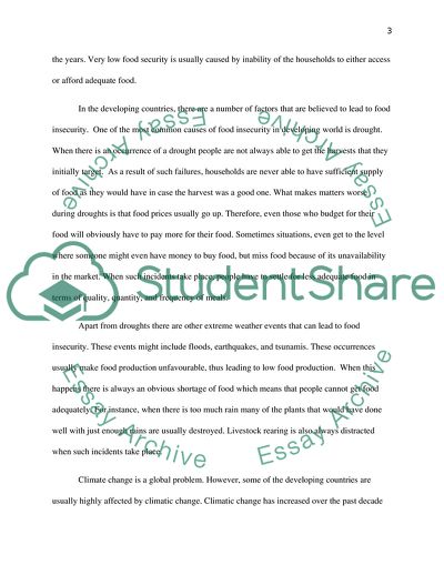 Food Insecurity in Developing World