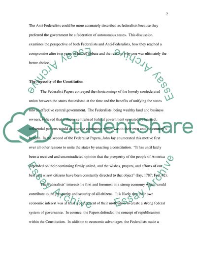 Debate and Conflict Between Federalists and Anti Federalists