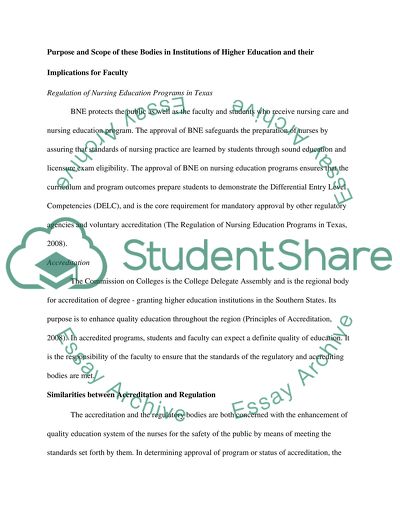 Regulatory and Accreditation Body in Nursing Education Paper