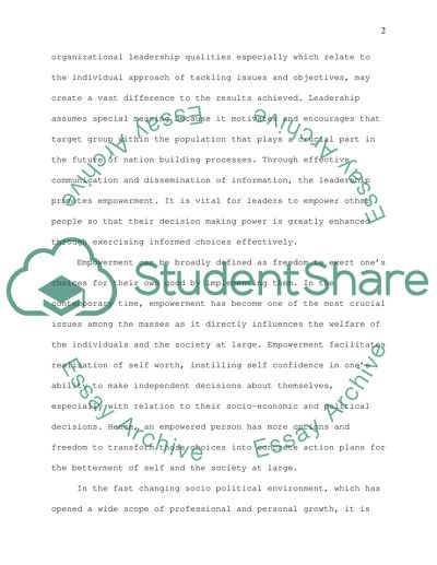 Exemplary Leadership Empowers Followers