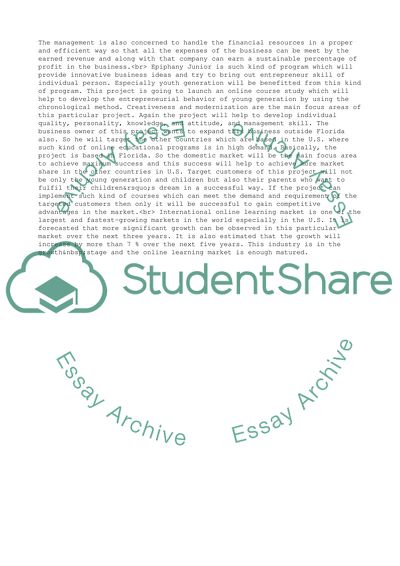 The Innovative Business of Epiphany Junior