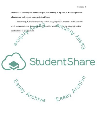 Summary of kristof argumment , his claim and reason on environmental balance pick up a raffle