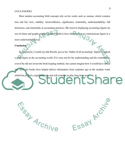 Luca Pacioli as Father of All Accounting