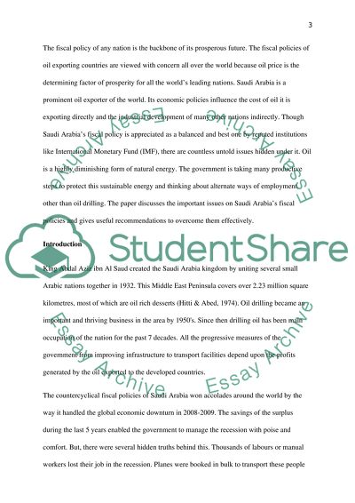Analysis on Saudi Arabias Fiscal Policy and the Oil Prices