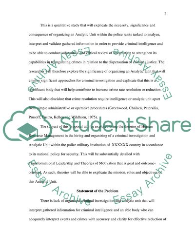 Proposal on Starting an Analytic Unit