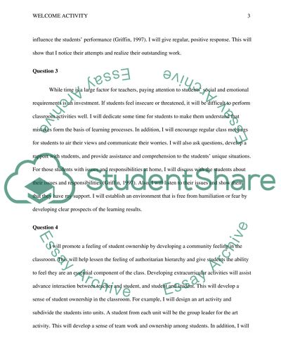 Welcome Activity. Classroom Atmosphere