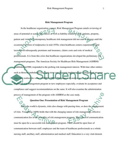 Elements of a risk management program