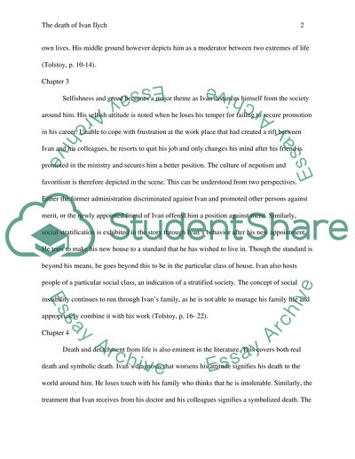 Analysys of the Story Tolstoy The Death of Ivan Ilyich