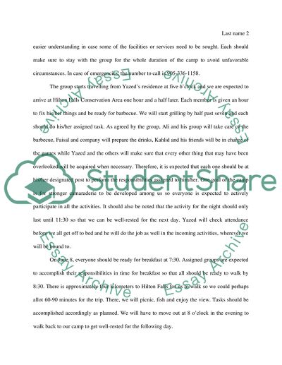 Plan before going to camping(Proposal)