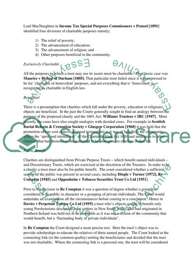 Law in Equity and Trust Regarding Charities