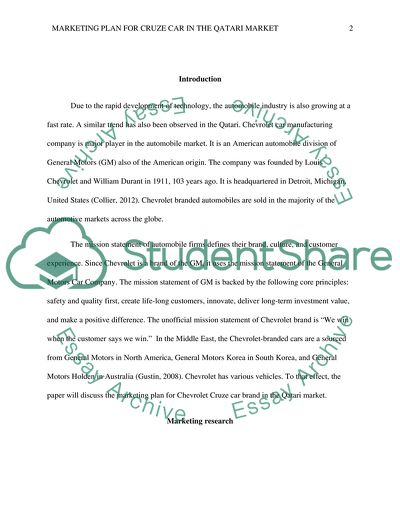 Marketing Strategy for Cruze Car from Chevrolet Company in Qatar