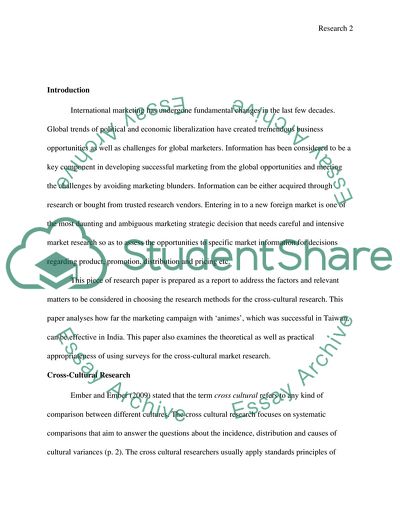 Factors for the Cross Cultural Research and Surveying in International Marketing Research