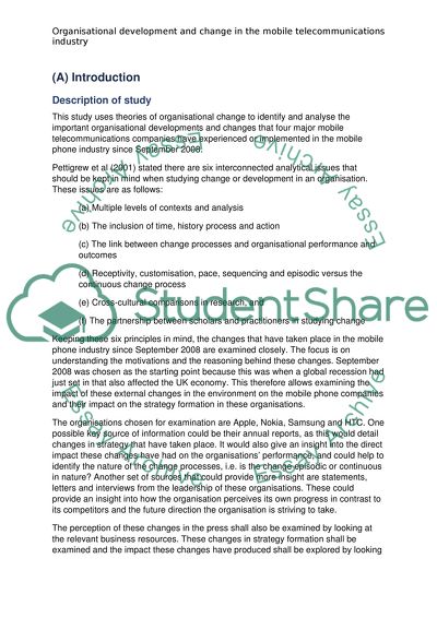 Organisational Development and Change in the Mobile Telecommunications Industry